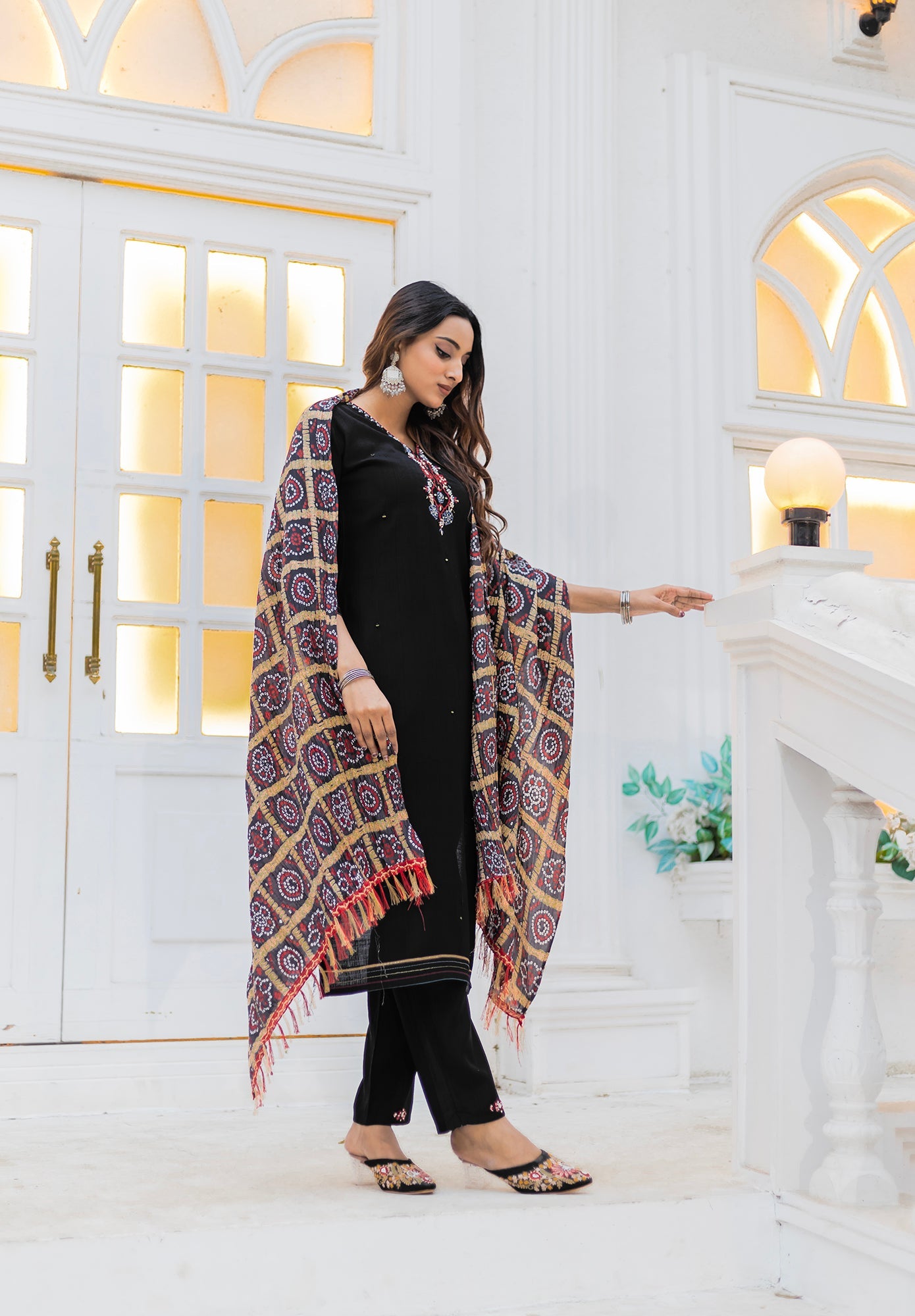 Women Viscos Weaving Straight Kurta With Pant And Dupatta Suit Set-NIKITA