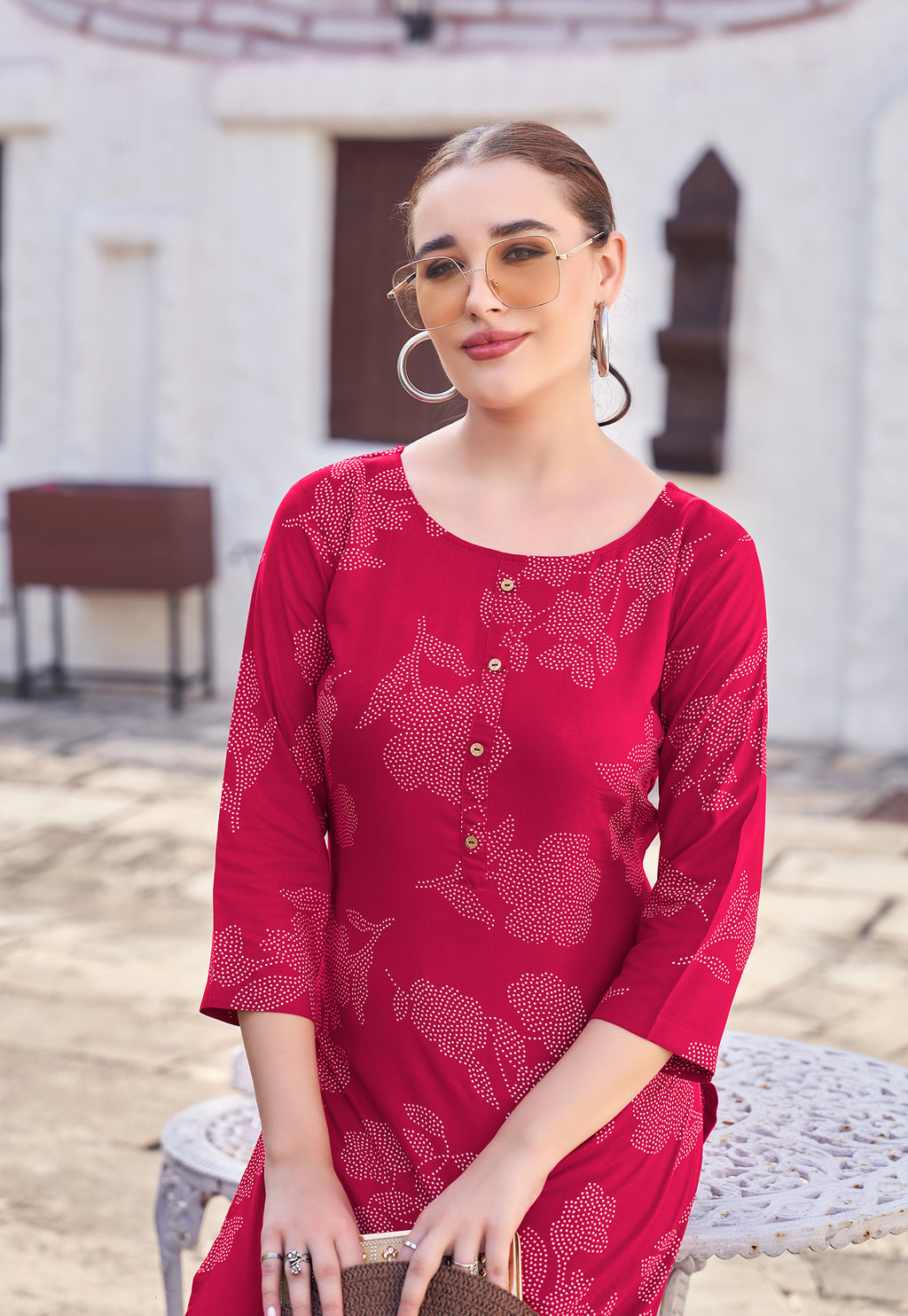 Women Ethnic Motifs Printed Kurti-AKSHARA-32