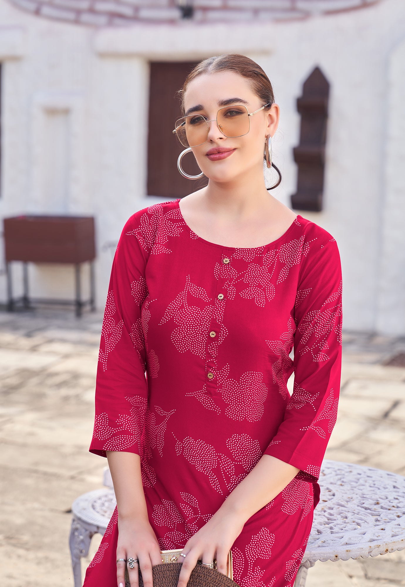 Women Ethnic Motifs Printed Kurti-AKSHARA-32