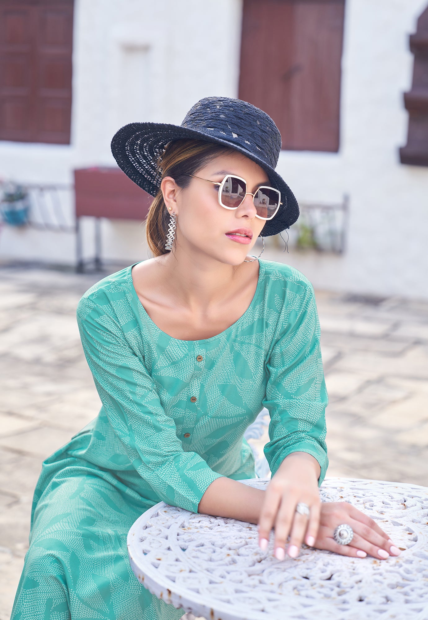 Women Ethnic Motifs Printed Kurti-AKSHARA-32