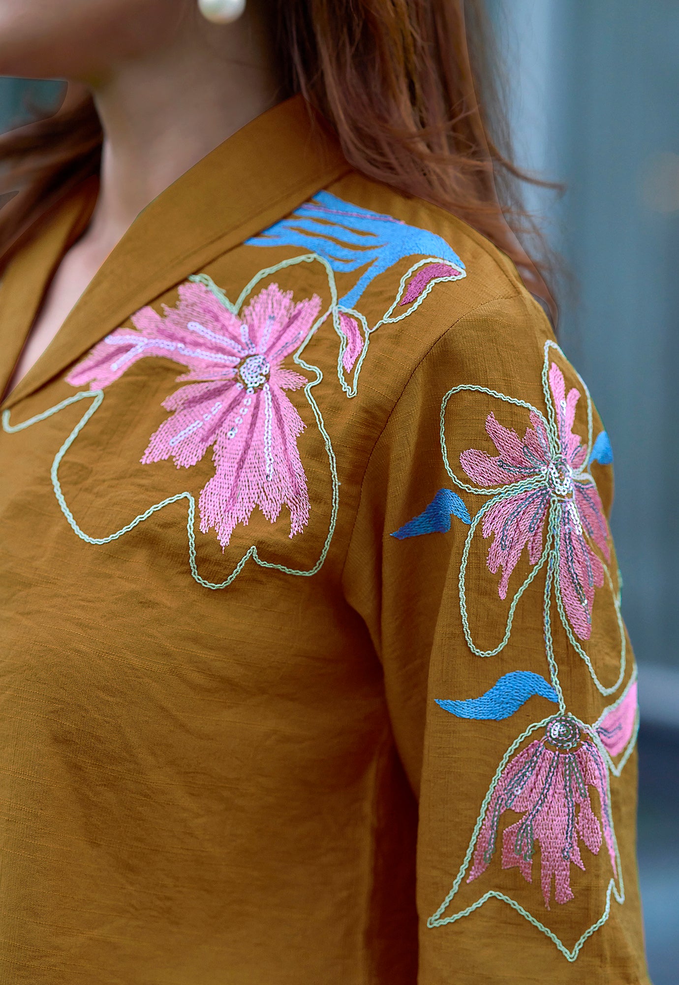 Women Embroidered Shirt With Trouser Co-Ords-DAIZY