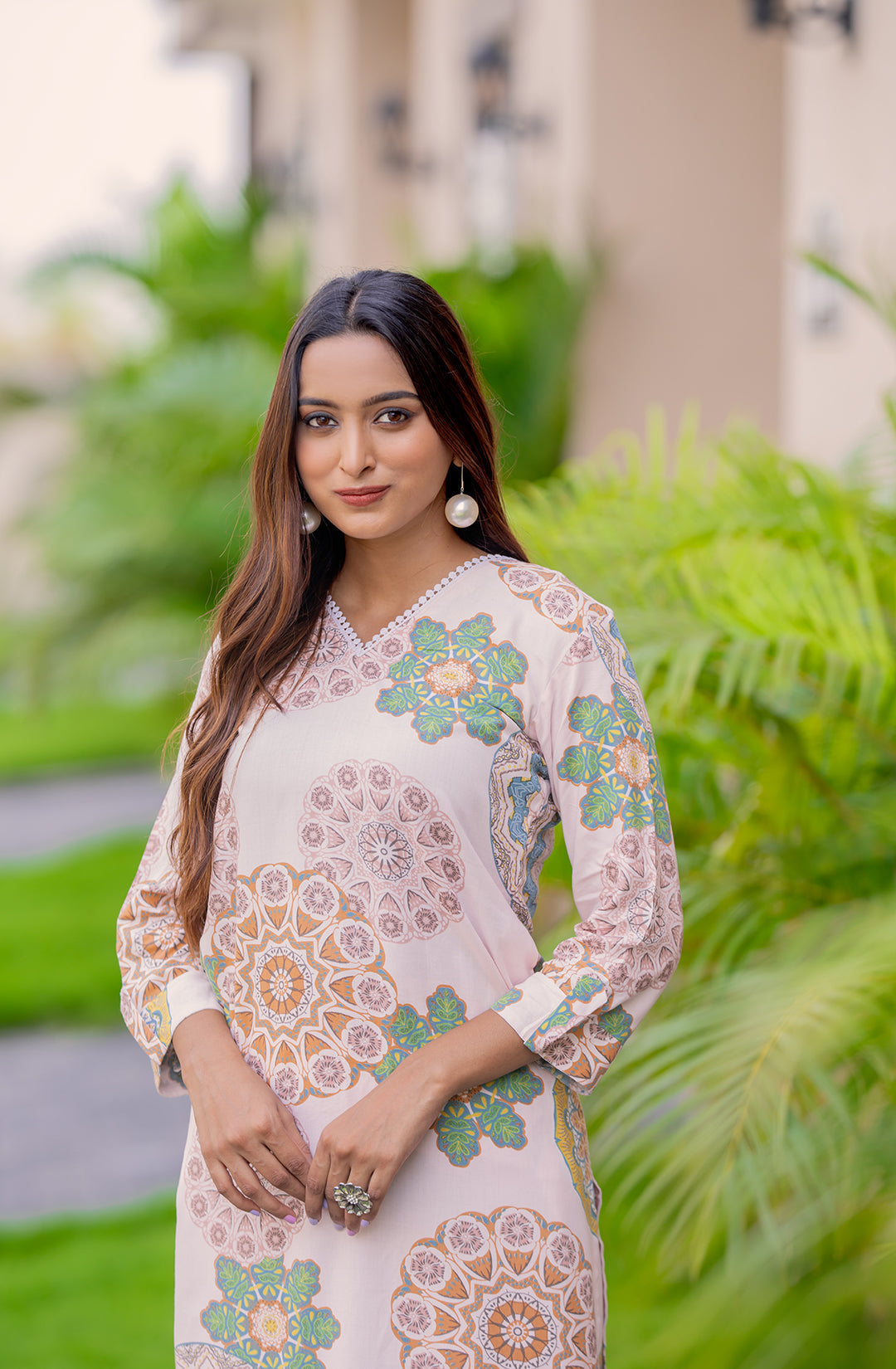 Ethnic Motifa Printed Straight Kurta with Palazzos-SULEKHA