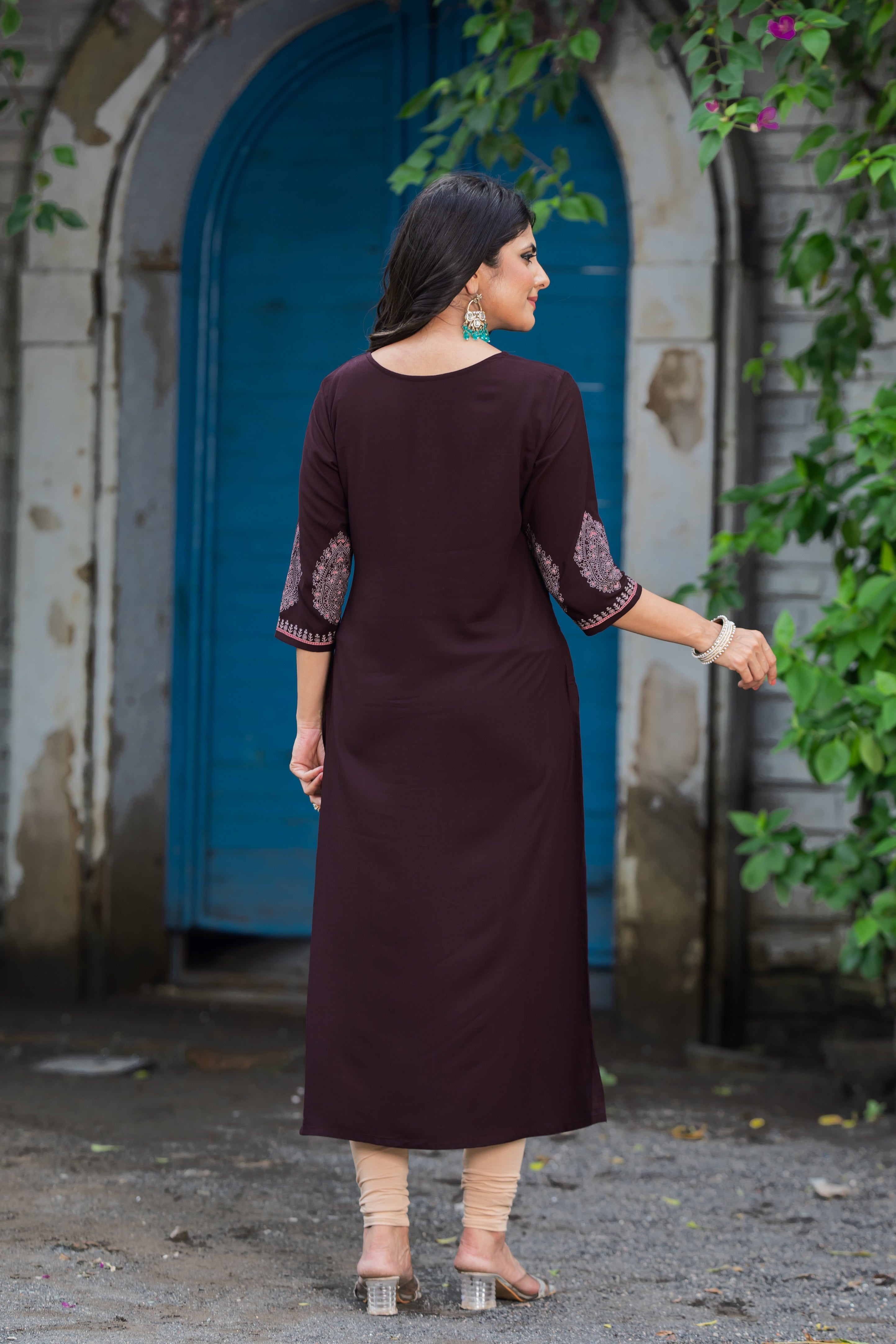 Luxurious Comfort The Brown Heavy Rayon straight Kurti-PALAK39