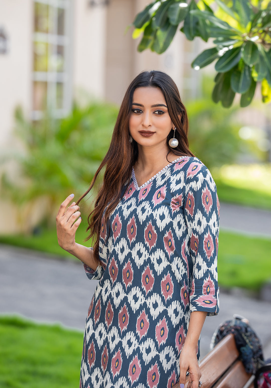 Ethnic Motifs Printed Straight Kurta with Trousers-SULEKHA