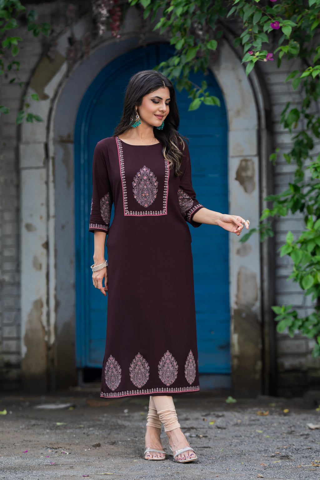 Luxurious Comfort The Brown Heavy Rayon straight Kurti-PALAK39