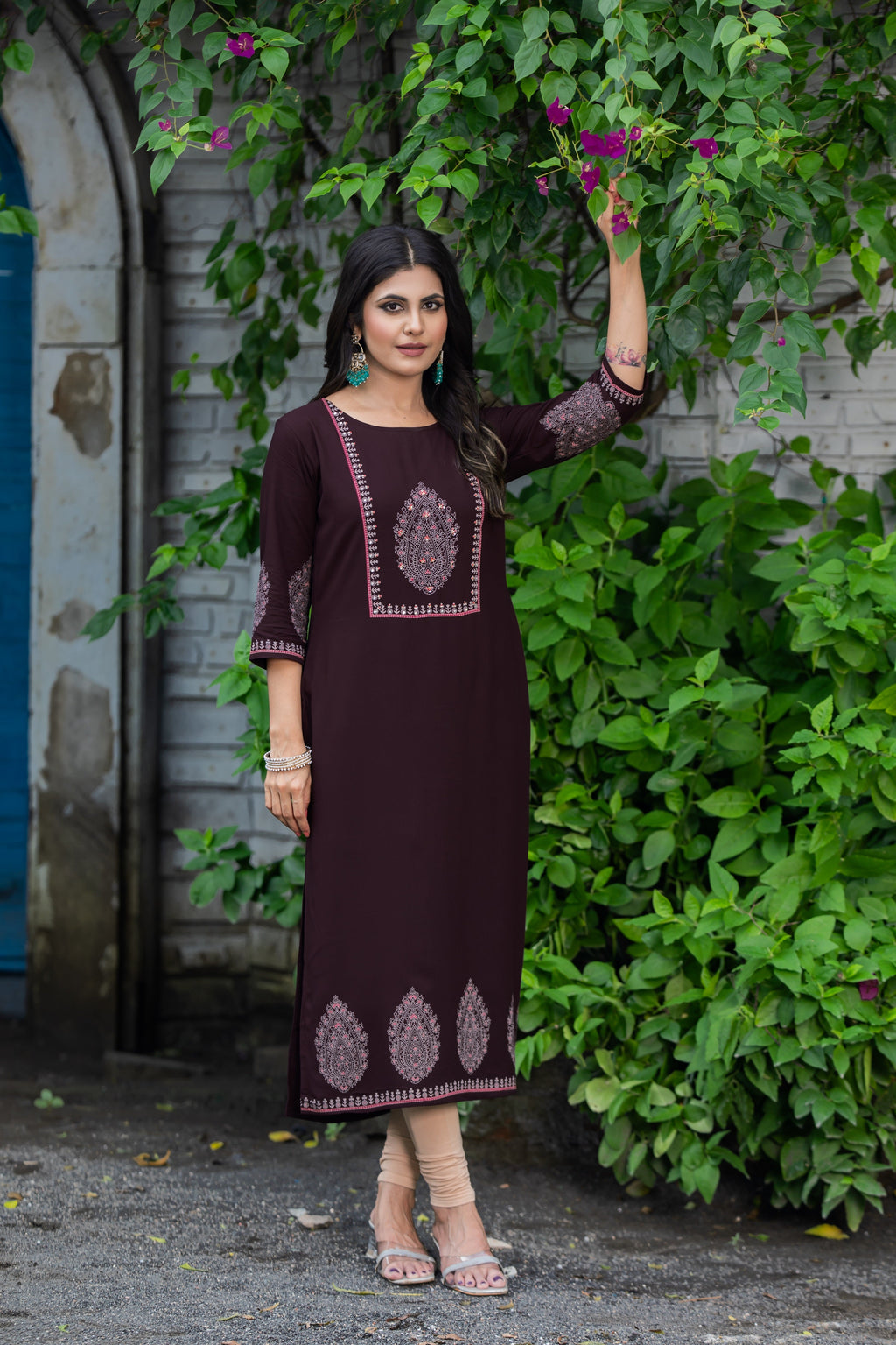 Luxurious Comfort The Brown Heavy Rayon straight Kurti-PALAK39