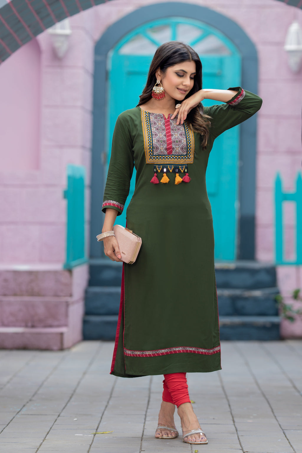 Luxurious Comfort The Green Heavy Rayon straight Kurti-PALAK39