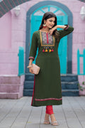 Luxurious Comfort The Green Heavy Rayon straight Kurti-PALAK39