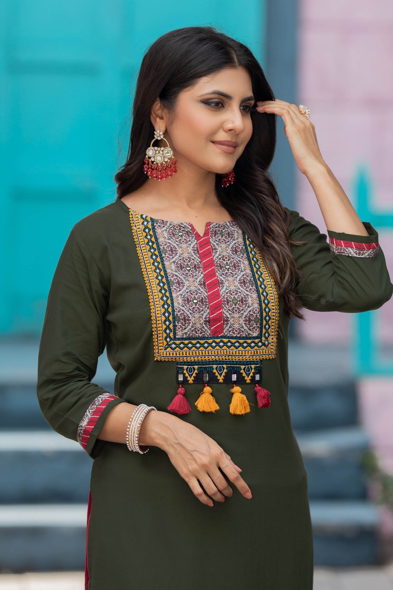 Luxurious Comfort The Green Heavy Rayon straight Kurti-PALAK39