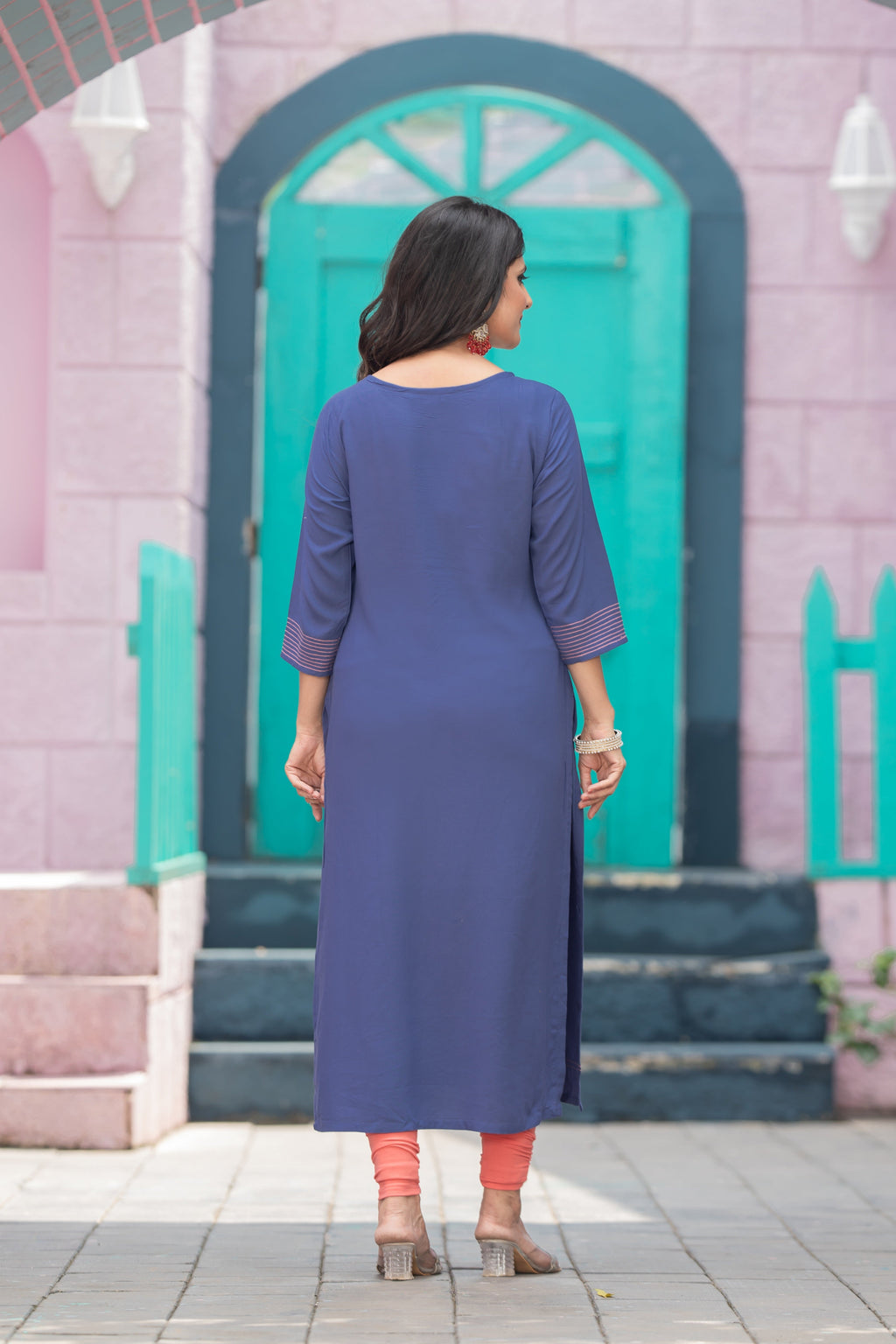 Luxurious Comfort The Blue Heavy Rayon straight Kurti-PALAK39