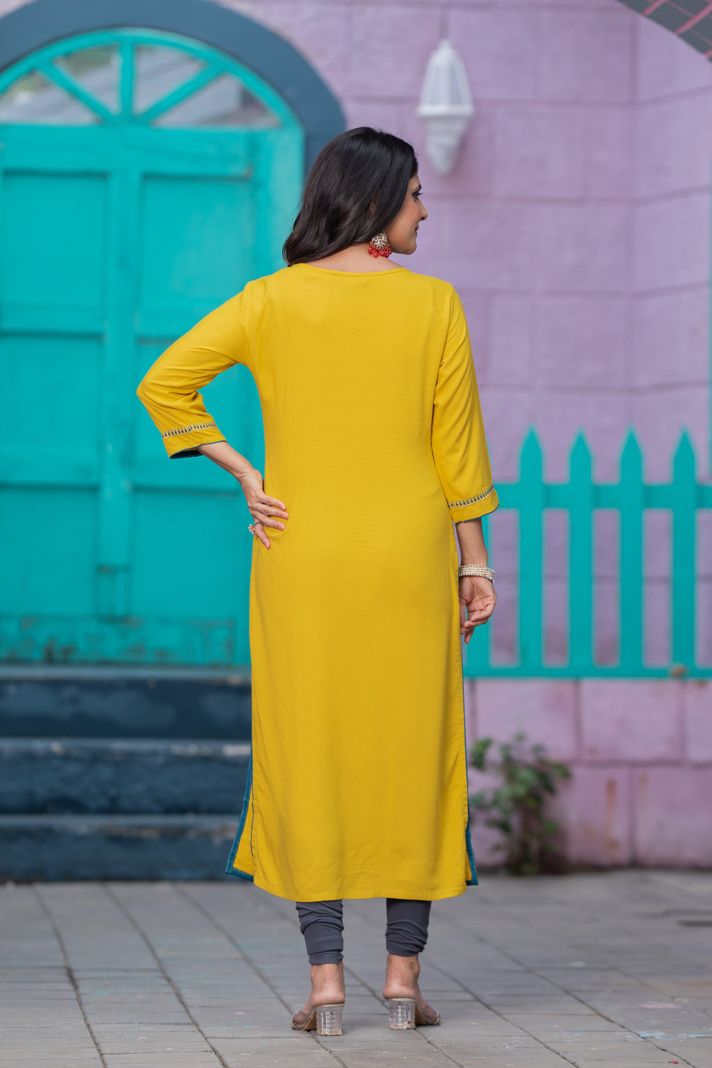 Luxurious Comfort The Blue Heavy Rayon straight Kurti-PALAK39