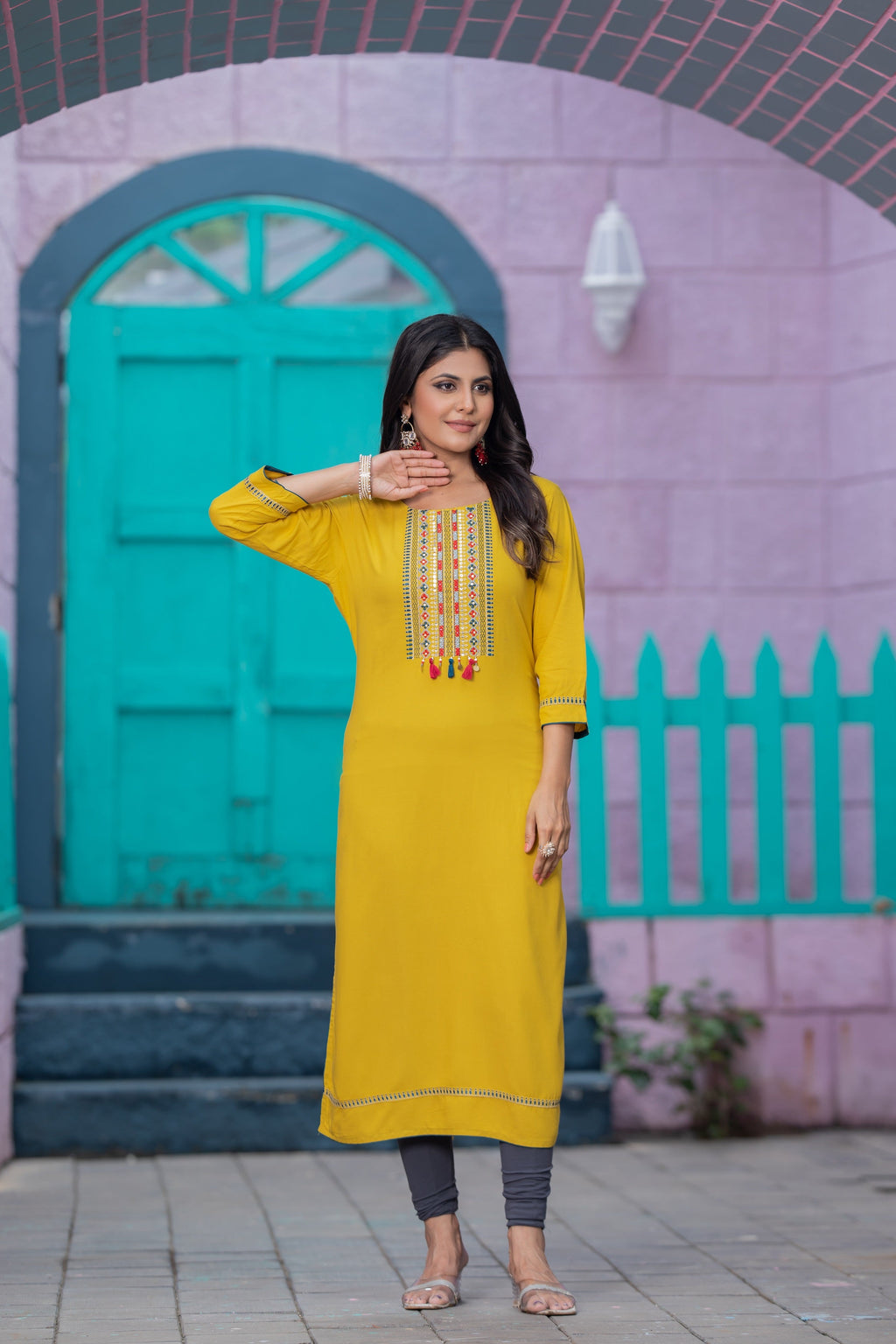Luxurious Comfort The Blue Heavy Rayon straight Kurti-PALAK39