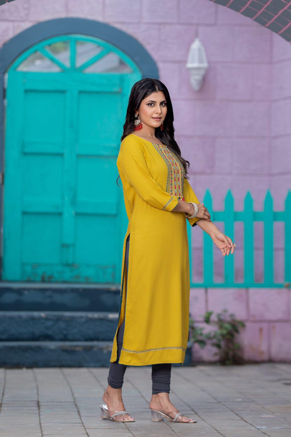 Luxurious Comfort The Blue Heavy Rayon straight Kurti-PALAK39