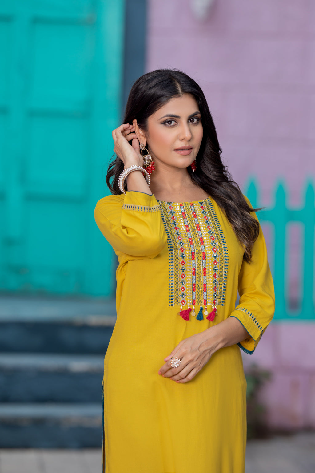 Luxurious Comfort The Blue Heavy Rayon straight Kurti-PALAK39