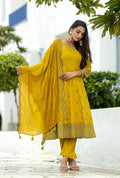 Women Printed Angrakha Beads and Stones Kurti with Trousers & With Dupatta-TYOHAR