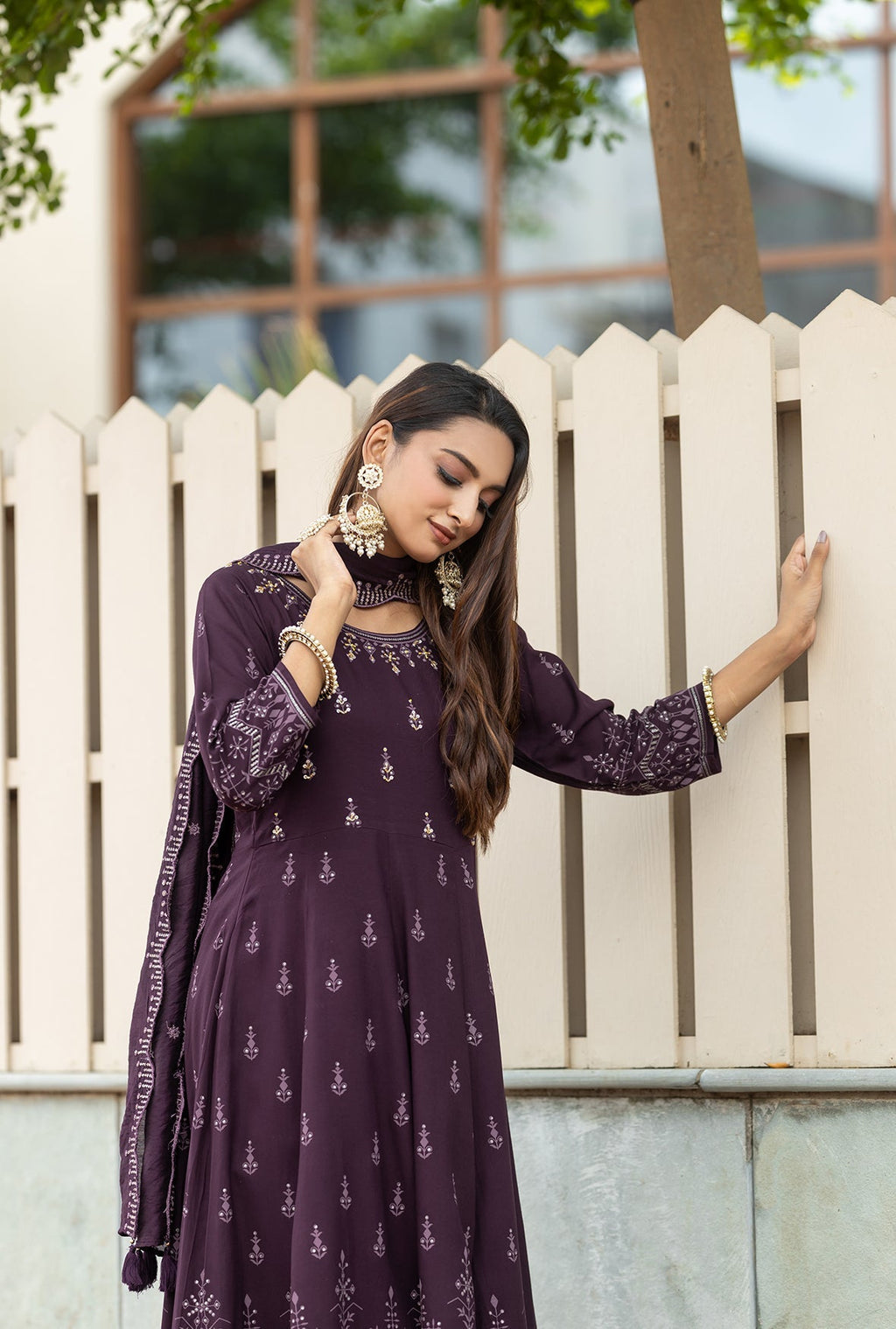 Women Printed Regular Sequinned Kurti with Trousers & With Dupatta-TYOHAR