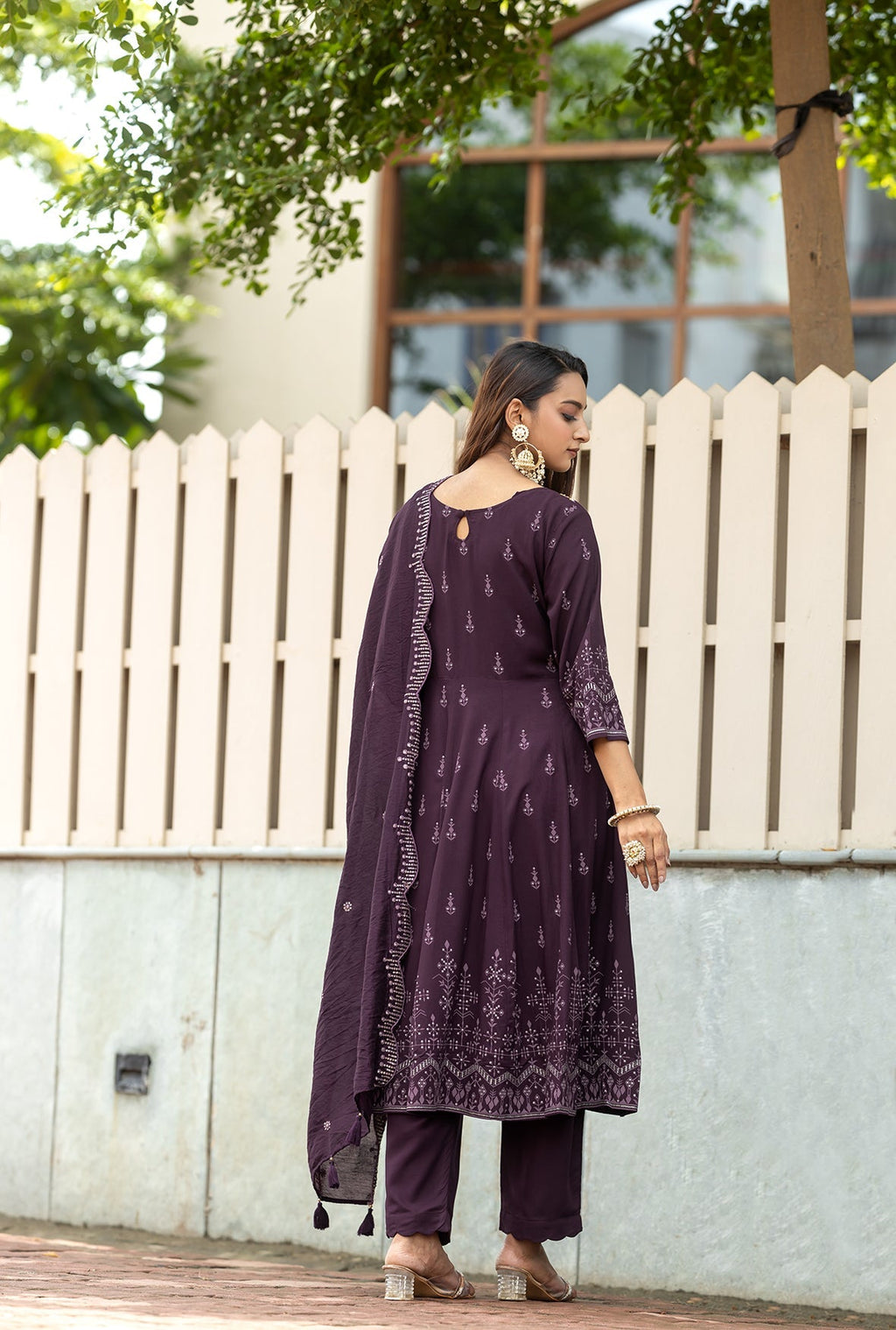 Women Printed Regular Sequinned Kurti with Trousers & With Dupatta-TYOHAR