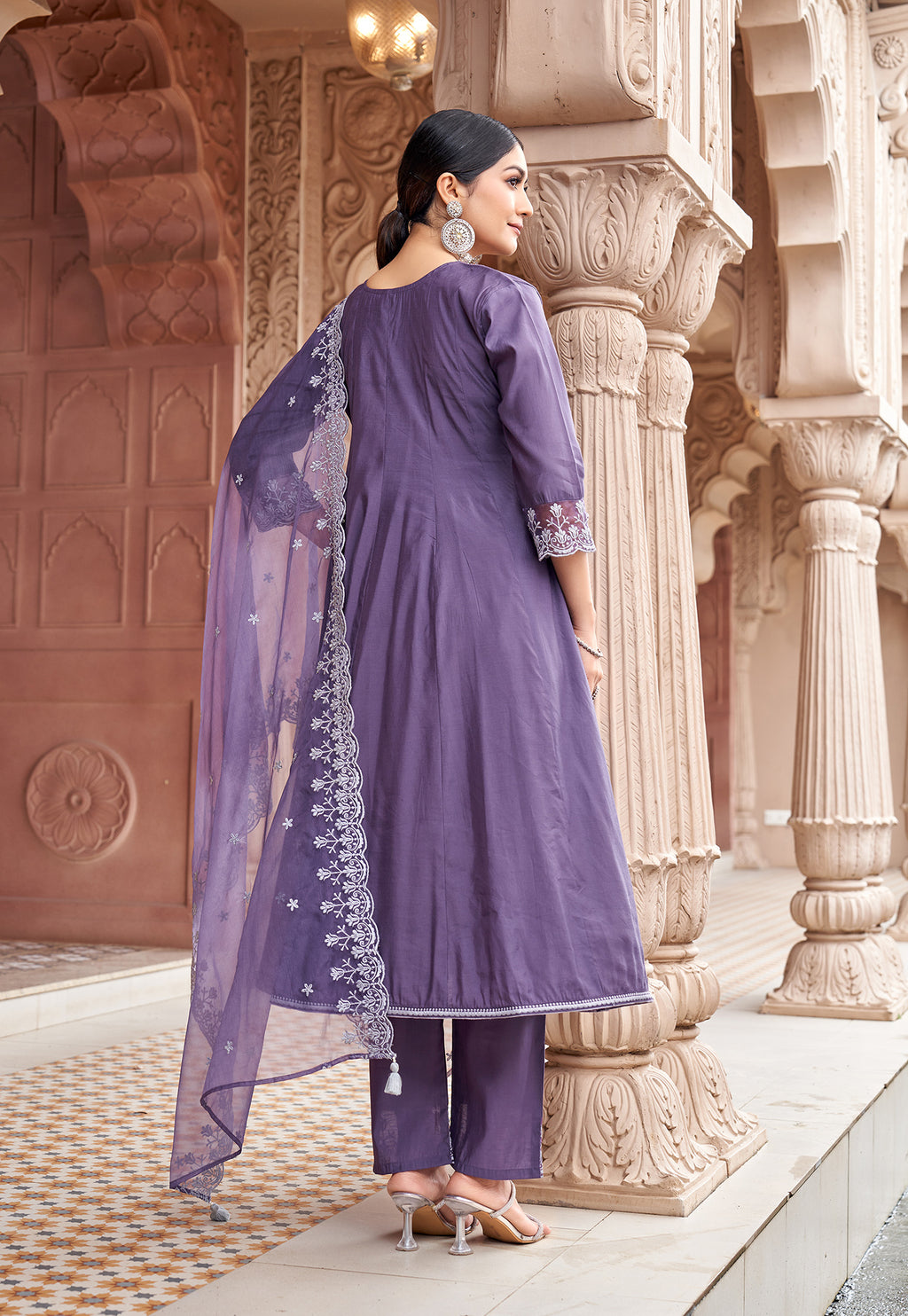 Women Floral Embroidered Kurta with Trousers & Dupatta-MIRZA