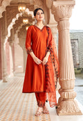 Women Floral Embroidered Kurta with Trousers & Dupatta-MIRZA